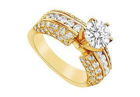 Diamond Engagement Ring : 14K Yellow Gold - 2.75 CT Diamonds - Ring Size 9.5diamond 