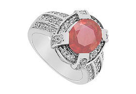 Ruby and Diamond Ring : 14K White Gold - 3.75 CT TGW - Ring Size 9.5ruby 