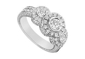 Diamond Ring : 14K White Gold - 0.75 CT Diamonds - Ring Size 9.5diamond 