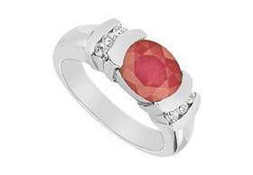 Ruby and Diamond Ring : 14K White Gold - 3.25 CT TGW - Ring Size 9.5ruby 