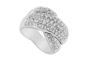 Diamond Crossover Ring : 14K White Gold - 2.00 CT Diamonds - Ring Size 9.5diamond 