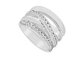 Diamond Crossover Ring : 14K White Gold - 0.75 CT Diamonds - Ring Size 9.5diamond 