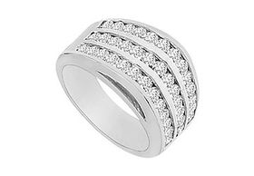 Diamond Row Ring : 14K White Gold - 1.50 CT Diamonds - Ring Size 9.0diamond 