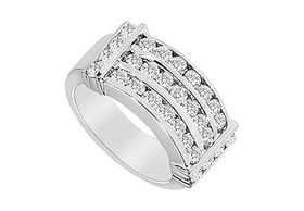 Diamond Row Ring : 14K White Gold - 1.50 CT Diamonds - Ring Size 9.5diamond 