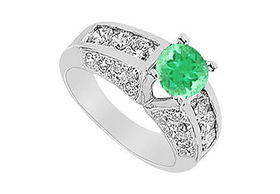 Emerald and Diamond Ring : 14K White Gold - 2.75 CT TGW - Ring Size 9.0emerald 