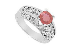 Ruby and Diamond Ring : 14K White Gold - 2.75 CT TGW - Ring Size 9.0ruby 