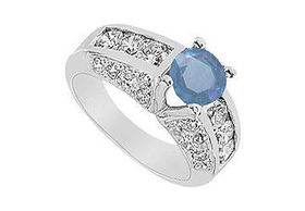 Sapphire and Diamond Ring : 14K White Gold - 2.75 CT TGW - Ring Size 9.5sapphire 