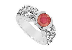 Ruby and Diamond Ring : 14K White Gold - 2.00 CT TGW - Ring Size 9.5ruby 