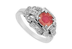 Ruby and Diamond Ring : 14K White Gold - 1.25 CT TGW - Ring Size 9.0ruby 