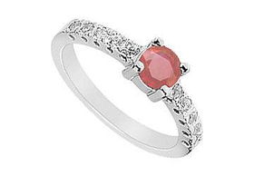 Ruby and Diamond Ring : 14K White Gold - 0.75 CT TGW - Ring Size 9.5ruby 