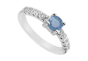 Sapphire and Diamond Ring : 14K White Gold - 0.75 CT TGW - Ring Size 9.5sapphire 