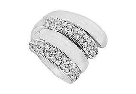 Diamond By-pass Ring : 14K White Gold - 1.00 CT Diamonds - Ring Size 9.5diamond 