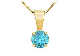 Blue Topaz Solitaire Pendant : 14K Yellow Gold - 1.00 CT TGWblue 