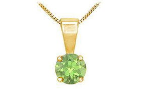 Peridot Solitaire Pendant : 14K Yellow Gold - 1.00 CT TGWperidot 