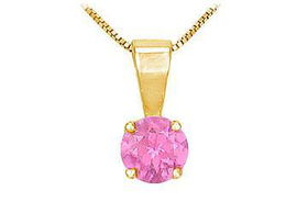 Pink Topaz Solitaire Pendant : 14K Yellow Gold - 1.00 CT TGWpink 