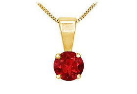 Ruby Solitaire Pendant : 14K Yellow Gold - 1.00 CT TGWruby 