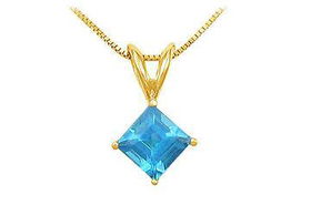 Blue Topaz Solitaire Pendant : 14K Yellow Gold - 1.00 CT TGWblue 