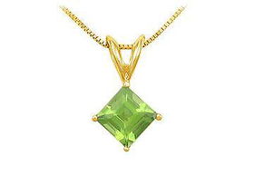 Peridot Solitaire Pendant : 14K Yellow Gold - 1.00 CT TGWperidot 