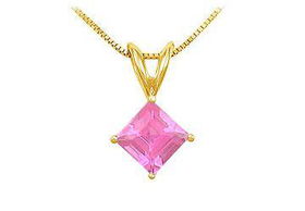 Pink Topaz Solitaire Pendant : 14K Yellow Gold - 1.00 CT TGWpink 