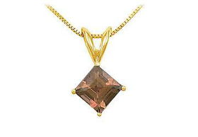 Smoky Topaz Solitaire Pendant : 14K Yellow Gold - 1.00 CT TGWsmoky 