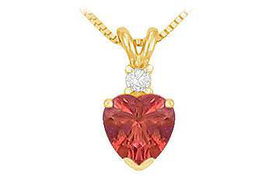 Diamond and Ruby Solitaire Pendant : 14K Yellow Gold - 1.00 CT TGWdiamond 