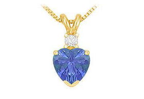 Diamond and Tanzanite Solitaire Pendant : 14K Yellow Gold - 1.00 CT TGWdiamond 