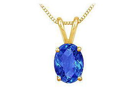 Sapphire Solitaire Pendant : 14K Yellow Gold - 1.00 CT TGWsapphire 