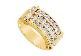 Diamond Row Ring : 14K Yellow Gold - 1.50 CT Diamonds - Ring Size 9.0diamond 