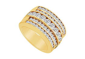 Diamond Row Ring : 14K Yellow Gold - 2.00 CT Diamonds - Ring Size 9.5diamond 