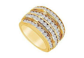 Diamond Row Ring : 14K Yellow Gold - 2.00 CT Diamonds - Ring Size 9.0diamond 