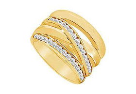 Diamond Crossover Ring : 14K Yellow Gold - 0.75 CT Diamonds - Ring Size 9.0diamond 