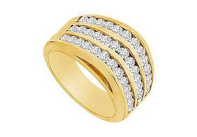 Diamond Row Ring : 14K Yellow Gold - 1.50 CT Diamonds - Ring Size 9.5diamond 