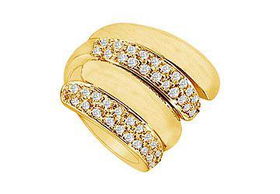 Diamond By-pass Ring : 14K Yellow Gold - 1.00 CT Diamonds - Ring Size 9.0diamond 