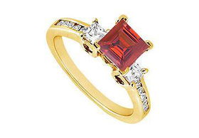 Ruby and Diamond Engagement Ring : 14K Yellow Gold - 1.00 CT TGW - Ring Size 9.0ruby 