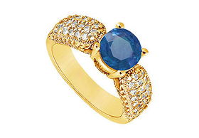 Sapphire and Diamond Engagement Ring : 14K Yellow Gold - 1.00 CT TGW - Ring Size 9.0sapphire 