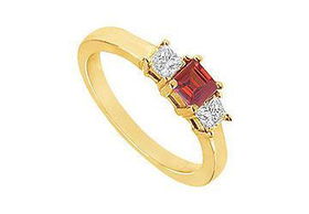 Ruby and Diamond Engagement Ring : 14K Yellow Gold - 1.00 CT TGW - Ring Size 9.5ruby 