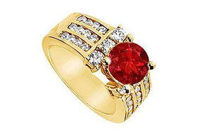 Ruby and Diamond Engagement Ring : 14K Yellow Gold - 2.25 CT TGW - Ring Size 9.0ruby 