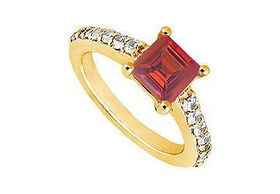 Ruby and Diamond Engagement Ring : 14K Yellow Gold - 1.00 CT TGW - Ring Size 9.0ruby 