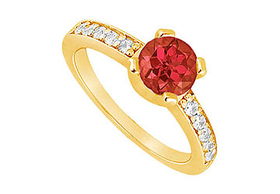 Ruby and Diamond Engagement Ring : 14K Yellow Gold - 0.66 CT TGW - Ring Size 9.0ruby 