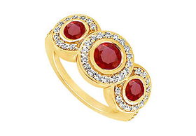 Ruby and Diamond Engagement Ring : 14K Yellow Gold - 0.66 CT TGW - Ring Size 9.0ruby 