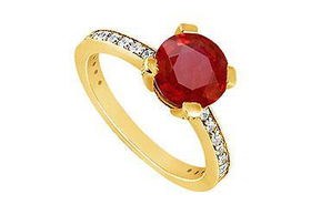 Ruby and Diamond Engagement Ring : 14K Yellow Gold - 1.00 CT TGW - Ring Size 9.5ruby 