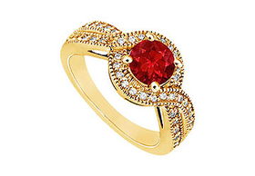 Ruby and Diamond Engagement Ring : 14K Yellow Gold - 1.00 CT TGW - Ring Size 9.5ruby 