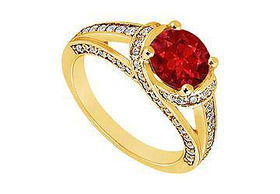 Ruby and Diamond Engagement Ring : 14K Yellow Gold - 1.00 CT TGW - Ring Size 9.5ruby 