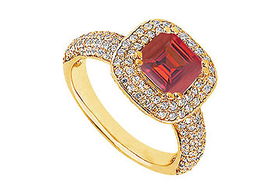 Ruby and Diamond Engagement Ring : 14K Yellow Gold - 1.50 CT TGW - Ring Size 9.0ruby 