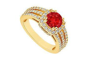 Ruby and Diamond Engagement Ring : 14K Yellow Gold - 1.00 CT TGW - Ring Size 9.5ruby 