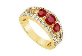 Ruby and Diamond Engagement Ring : 14K Yellow Gold - 2.25 CT TGW - Ring Size 9.5ruby 