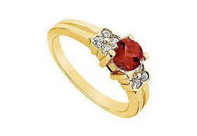 Ruby and Diamond Ring : 14K Yellow Gold - 0.75 CT TGW - Ring Size 9.5ruby 