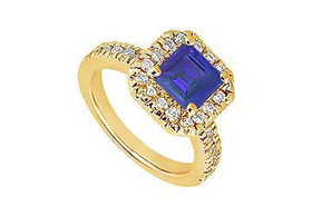 Sapphire and Diamond Engagement Ring : 14K Yellow Gold - 1.00 CT TGW - Ring Size 9.0sapphire 