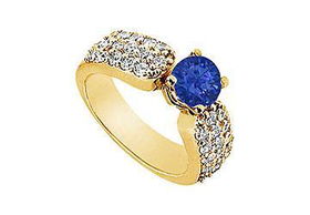 Sapphire and Diamond Engagement Ring : 14K Yellow Gold - 2.00 CT TGW - Ring Size 9.0sapphire 