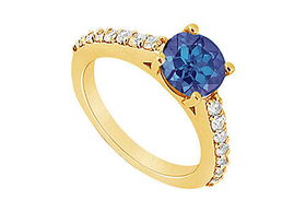 Sapphire and Diamond Engagement Ring : 14K Yellow Gold - 1.00 CT TGW - Ring Size 9.0sapphire 